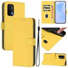 For OPPO A54 5G / A74 5G Skin Feel Solid Color Leather Phone Case with Lanyard(Lemon Yellow) - 1