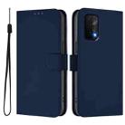 For OPPO A54 5G / A74 5G Skin Feel Solid Color Leather Phone Case with Lanyard(Navy Blue) - 2