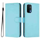 For OPPO A54 5G / A74 5G Skin Feel Solid Color Leather Phone Case with Lanyard(Sky Blue) - 2