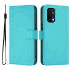 For OPPO A54 5G / A74 5G Skin Feel Solid Color Leather Phone Case with Lanyard(Lake Blue) - 2