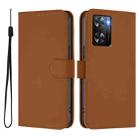 For OPPO A57 4G Global Skin Feel Solid Color Leather Phone Case with Lanyard(Brown) - 2