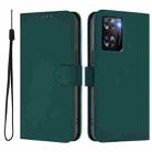 For OPPO A57 4G Global Skin Feel Solid Color Leather Phone Case with Lanyard(Dark Green) - 2