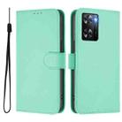 For OPPO A57 4G Global Skin Feel Solid Color Leather Phone Case with Lanyard(Mint Green) - 2