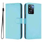 For OPPO A57 4G Global Skin Feel Solid Color Leather Phone Case with Lanyard(Sky Blue) - 2