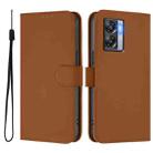 For OPPO A77 5G / A97 5G Skin Feel Solid Color Leather Phone Case with Lanyard(Brown) - 2