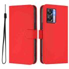 For OPPO A77 5G / A97 5G Skin Feel Solid Color Leather Phone Case with Lanyard(Red) - 2