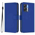 For OPPO A77 5G / A97 5G Skin Feel Solid Color Leather Phone Case with Lanyard(Dark Blue) - 2