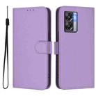 For OPPO A77 5G / A97 5G Skin Feel Solid Color Leather Phone Case with Lanyard(Lavender Purple) - 2