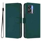 For OPPO A77 5G / A97 5G Skin Feel Solid Color Leather Phone Case with Lanyard(Dark Green) - 2