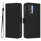 For OPPO A77 5G / A97 5G Skin Feel Solid Color Leather Phone Case with Lanyard(Black) - 2