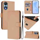 For OPPO A78 5G Global Skin Feel Solid Color Leather Phone Case with Lanyard(Nude) - 1