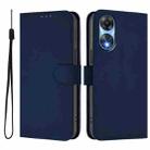For OPPO A78 5G Global Skin Feel Solid Color Leather Phone Case with Lanyard(Navy Blue) - 2