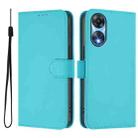 For OPPO A78 5G Global Skin Feel Solid Color Leather Phone Case with Lanyard(Lake Blue) - 2