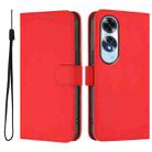 For OPPO A60 4G Global Skin Feel Solid Color Leather Phone Case with Lanyard(Red) - 2