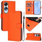 For OPPO A60 4G Global Skin Feel Solid Color Leather Phone Case with Lanyard(Orange) - 1
