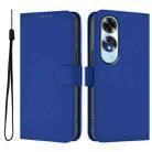 For OPPO A60 4G Global Skin Feel Solid Color Leather Phone Case with Lanyard(Dark Blue) - 2