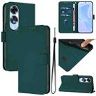 For OPPO A60 4G Global Skin Feel Solid Color Leather Phone Case with Lanyard(Dark Green) - 1