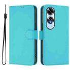 For OPPO A60 4G Global Skin Feel Solid Color Leather Phone Case with Lanyard(Lake Blue) - 2