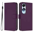 For OPPO A60 4G Global Skin Feel Solid Color Leather Phone Case with Lanyard(Violet) - 2