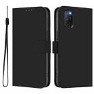 For OPPO A72 / A52 / A92 4G Skin Feel Solid Color Leather Phone Case with Lanyard(Black) - 2