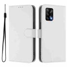 For OPPO A74 4G / F19 / F19s Skin Feel Solid Color Leather Phone Case with Lanyard(White) - 2