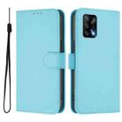For OPPO A74 4G / F19 / F19s Skin Feel Solid Color Leather Phone Case with Lanyard(Sky Blue) - 2