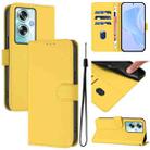 For OPPO A79 5G Global Skin Feel Solid Color Leather Phone Case with Lanyard(Lemon Yellow) - 1