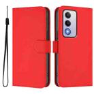 For OPPO A80 5G EU Skin Feel Solid Color Leather Phone Case with Lanyard(Red) - 2