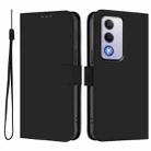 For OPPO A80 5G EU Skin Feel Solid Color Leather Phone Case with Lanyard(Black) - 2