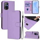 For OPPO A94 5G Global Skin Feel Solid Color Leather Phone Case with Lanyard(Lavender Purple) - 1