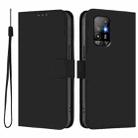 For OPPO A94 5G Global Skin Feel Solid Color Leather Phone Case with Lanyard(Black) - 2