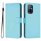 For OPPO A94 5G Global Skin Feel Solid Color Leather Phone Case with Lanyard(Sky Blue) - 2