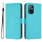 For OPPO A94 5G Global Skin Feel Solid Color Leather Phone Case with Lanyard(Lake Blue) - 2