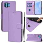 For OPPO F17 Pro Skin Feel Solid Color Leather Phone Case with Lanyard(Lavender Purple) - 1