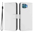 For OPPO F17 Pro Skin Feel Solid Color Leather Phone Case with Lanyard(White) - 2