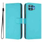 For OPPO F17 Pro Skin Feel Solid Color Leather Phone Case with Lanyard(Lake Blue) - 2