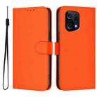 For OPPO Find X5 Skin Feel Solid Color Leather Phone Case with Lanyard(Orange) - 2