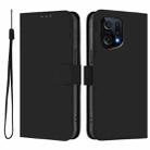 For OPPO Find X5 Skin Feel Solid Color Leather Phone Case with Lanyard(Black) - 2