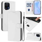 For OPPO Find X5 Skin Feel Solid Color Leather Phone Case with Lanyard(White) - 1