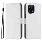 For OPPO Find X5 Skin Feel Solid Color Leather Phone Case with Lanyard(White) - 2