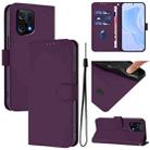 For OPPO Find X5 Skin Feel Solid Color Leather Phone Case with Lanyard(Violet) - 1