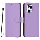 For OPPO Find X5 Pro Skin Feel Solid Color Leather Phone Case with Lanyard(Lavender Purple) - 2