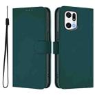 For OPPO Find X5 Pro Skin Feel Solid Color Leather Phone Case with Lanyard(Dark Green) - 2