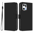 For OPPO Find X5 Pro Skin Feel Solid Color Leather Phone Case with Lanyard(Black) - 2