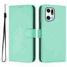 For OPPO Find X5 Pro Skin Feel Solid Color Leather Phone Case with Lanyard(Mint Green) - 2