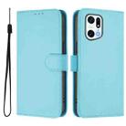 For OPPO Find X5 Pro Skin Feel Solid Color Leather Phone Case with Lanyard(Sky Blue) - 2