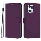 For OPPO Find X5 Pro Skin Feel Solid Color Leather Phone Case with Lanyard(Violet) - 2