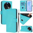 For OPPO Find X6 Skin Feel Solid Color Leather Phone Case with Lanyard(Lake Blue) - 1
