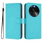 For OPPO Find X6 Skin Feel Solid Color Leather Phone Case with Lanyard(Lake Blue) - 2