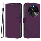 For OPPO Find X6 Skin Feel Solid Color Leather Phone Case with Lanyard(Violet) - 2